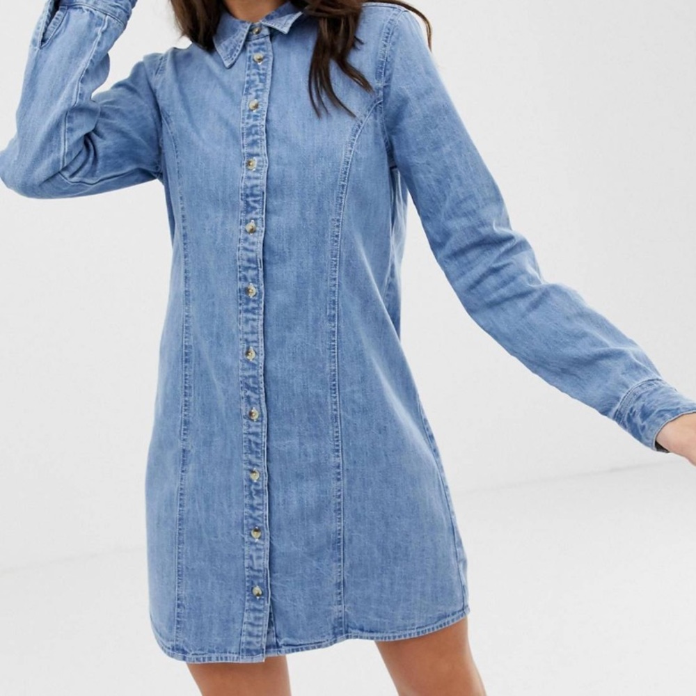 ASOS Design Denim Fitted Western Shirt Dress